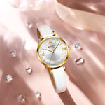 Carregar imagem no visualizador da galeria, Curren-Relógios de pulso feminino com pulseira de couro, relógio elegante feminino
