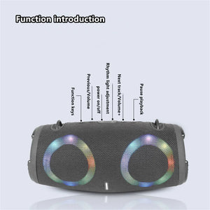 Caixa de som Bluetooth portátil à prova d'água, alta potência, luz colorida RGB, Subwoofer sem fio, 360 Stereo Surround, TWS FM Boom Box, 100W
